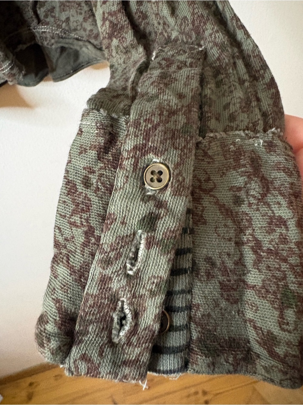 We The Free Olive Green Floral Henley Long Sleeve Top - Picture 4 of 7